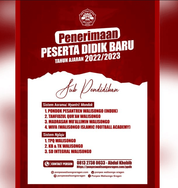 Brosur Pendaftaran Santri Baru SMA Walisongo TA 2022/2023